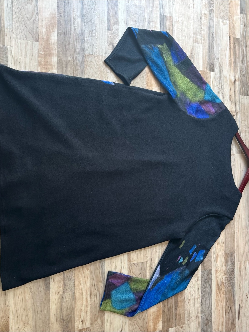 Trisha Tyler XL Abstract Tunic Top Wearable Art Jewel Tone Artsy Eclectic - Picture 7 of 9